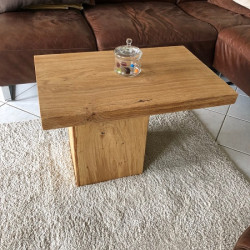Kundenprojekt: Couchtisch aus einer Eichenplatte  und einem Eichenblock!
